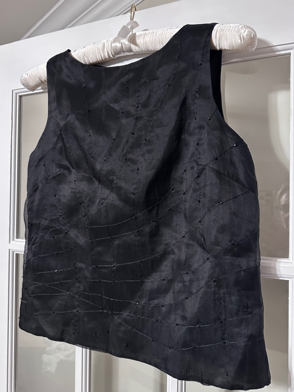 Jacqueline Ferrar Black Beaded Sleeveless Tank